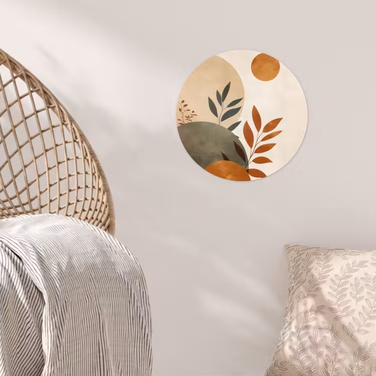 Behangcirkel - Vormen - Rond - Bladeren - Beige — 5