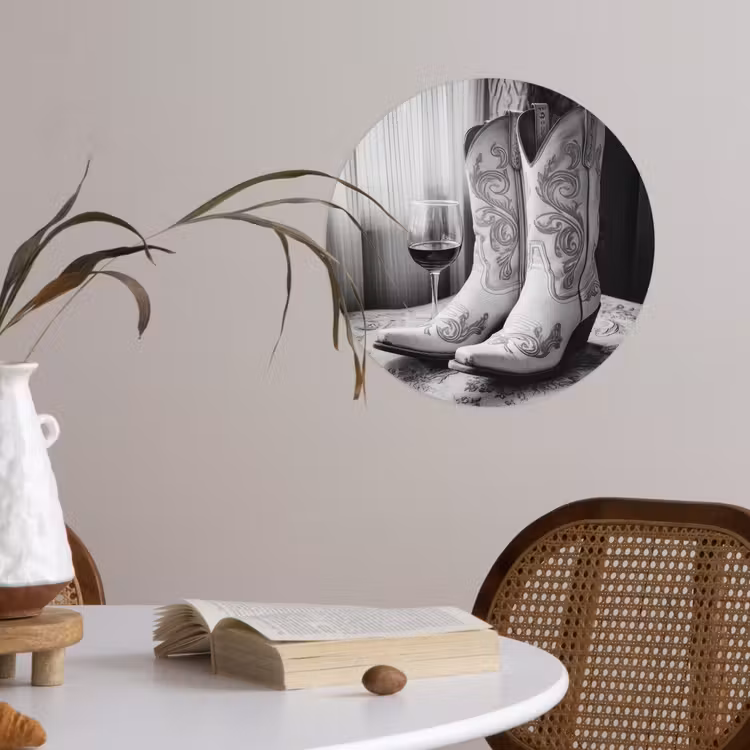 Behangcirkel - Wijn - Cowboylaarzen - Raamlicht - Wit — 4