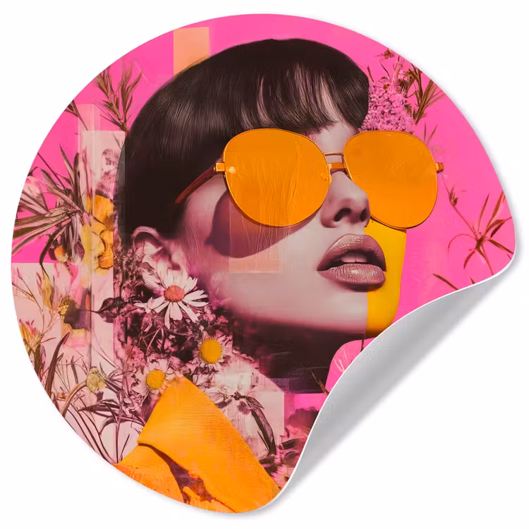 Behangcirkel - Zonnebril - Oranje - Vrouw - Planten — 1