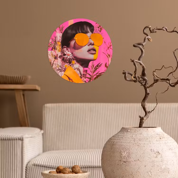 Behangcirkel - Zonnebril - Oranje - Vrouw - Planten — 2