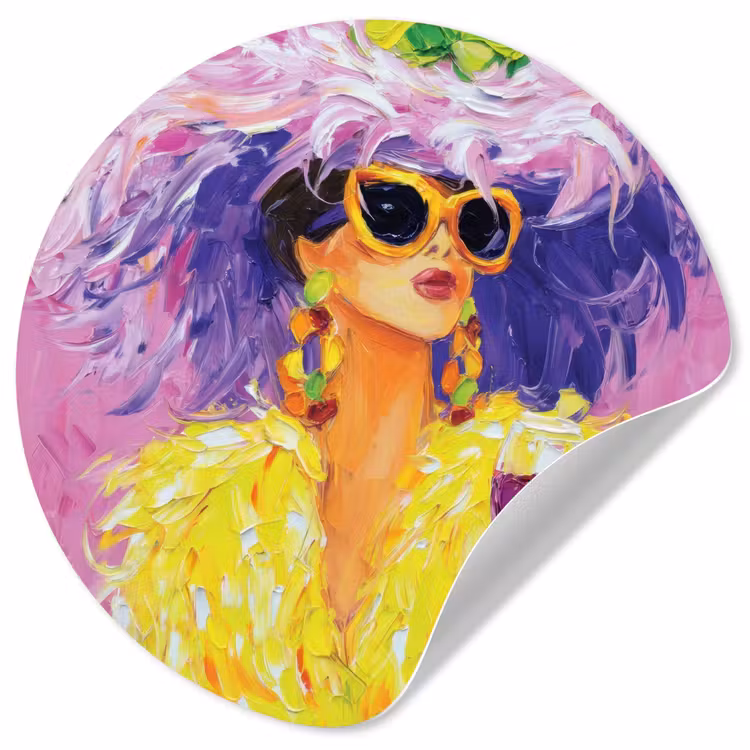Behangcirkel - Zonnebril - Vrouw - Jas - Veren — 1