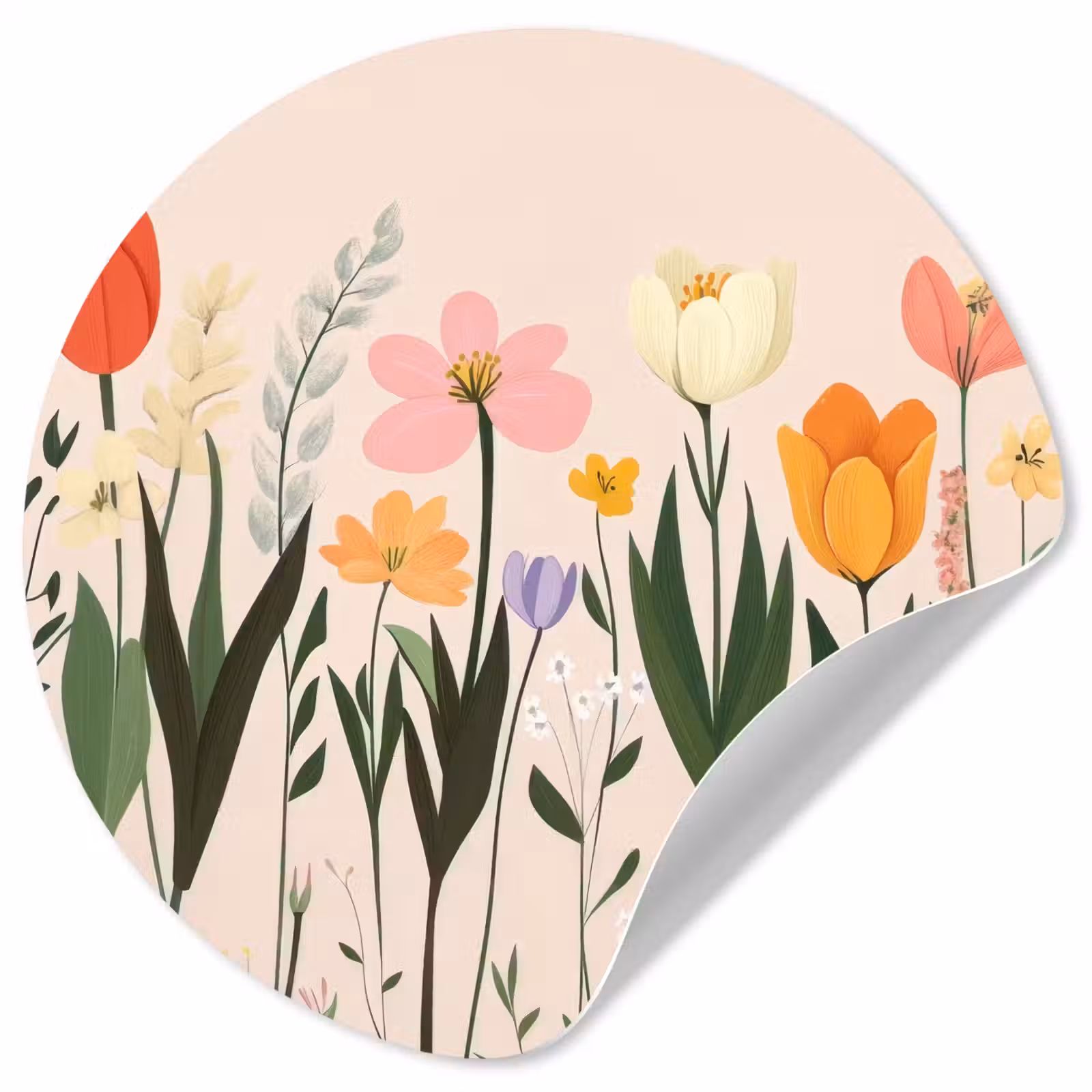 Behangcirkel - Pasteltinten - Bloemen - Illustratie — 1