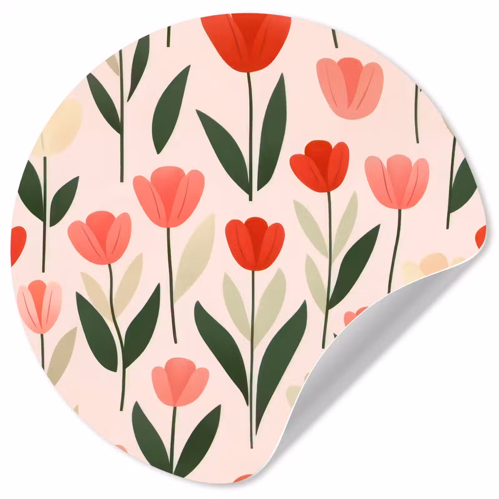 Behangcirkel - Tulpen - Modern - Roze — 1