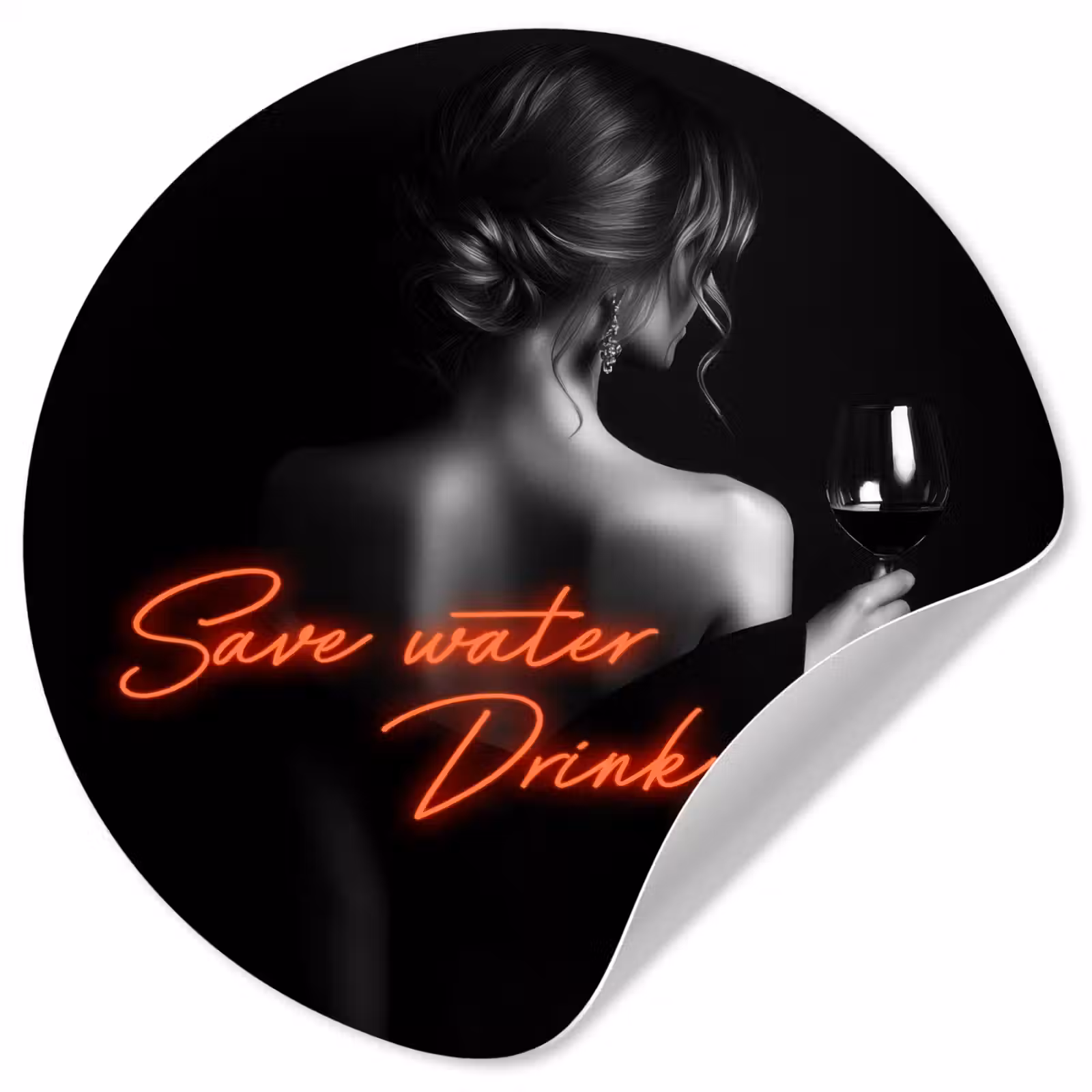 Behangcirkel - Wijn - Vrouw - Neon - Quote — 1