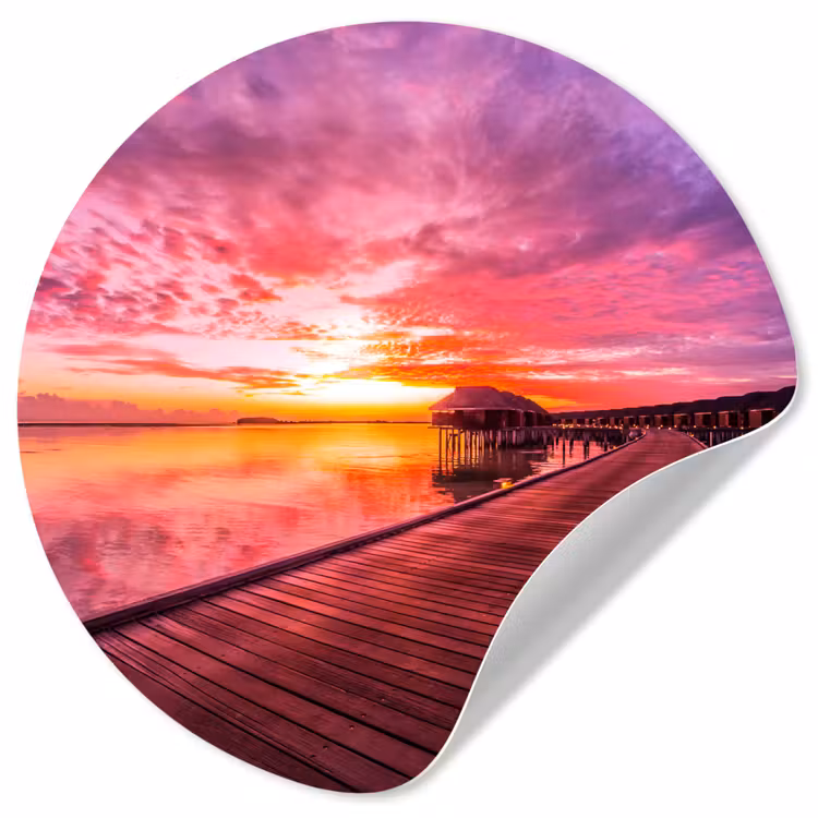 Behangcirkel - Steiger - Water - Zon - Roze - Horizon — 1