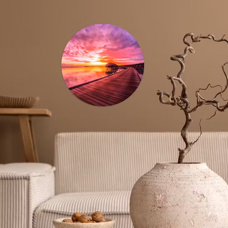 Behangcirkel - Steiger - Water - Zon - Roze - Horizon — 2