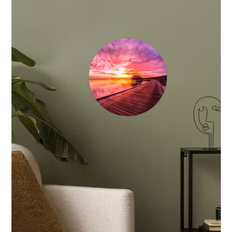 Behangcirkel - Steiger - Water - Zon - Roze - Horizon — 3