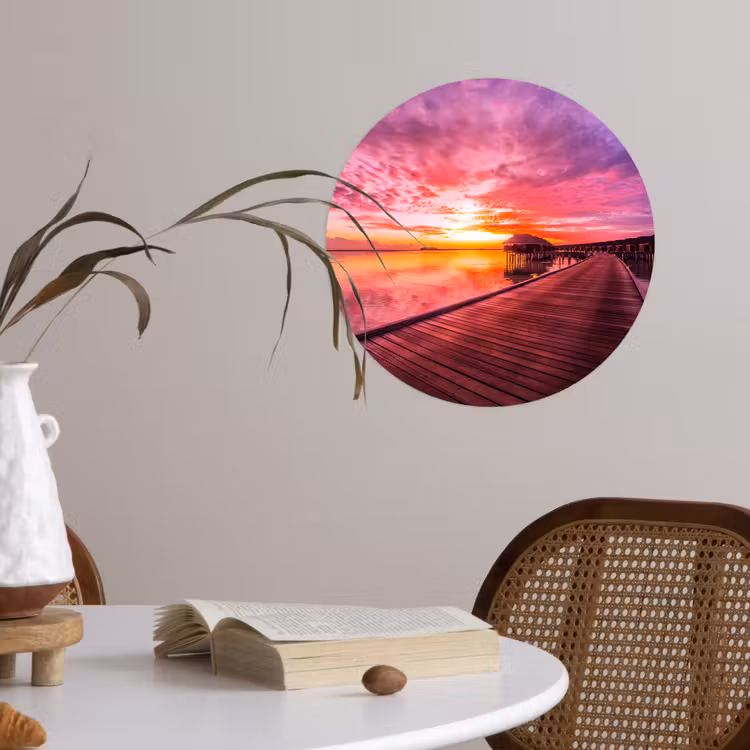 Behangcirkel - Steiger - Water - Zon - Roze - Horizon — 4