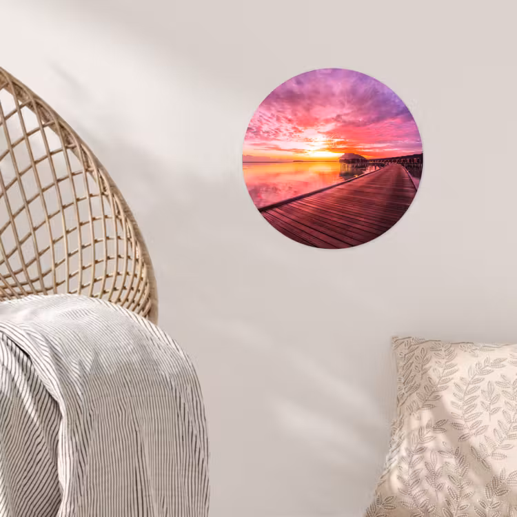 Behangcirkel - Steiger - Water - Zon - Roze - Horizon — 5