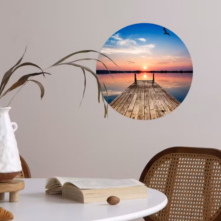 Behangcirkel - Steiger - Water - Zonsondergang - Roze - Horizon — 4
