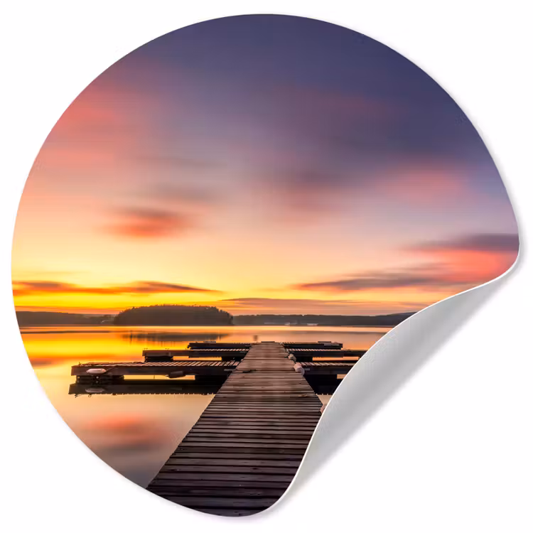 Behangcirkel - Steiger - Zonsondergang - Water - Zee - Reflectie — 1