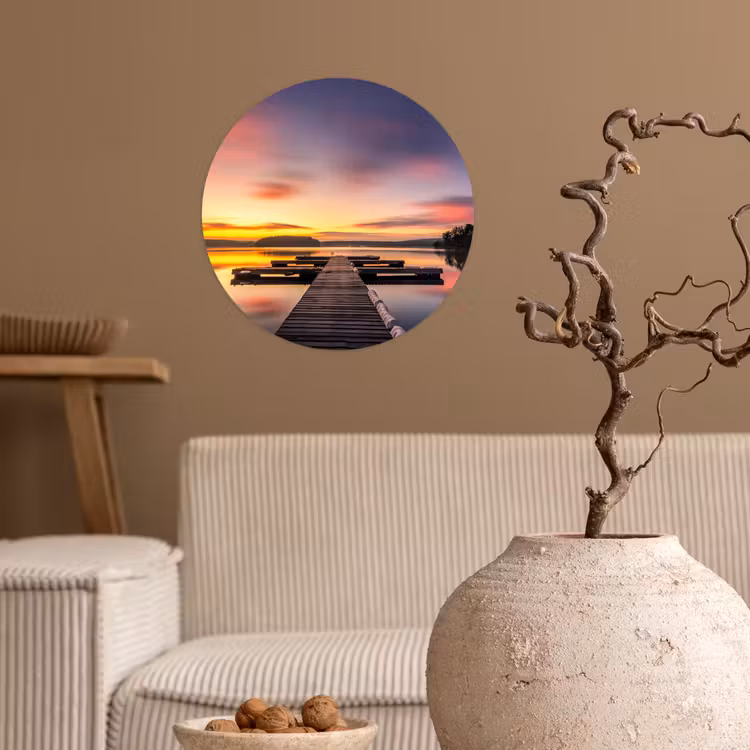 Behangcirkel - Steiger - Zonsondergang - Water - Zee - Reflectie — 2