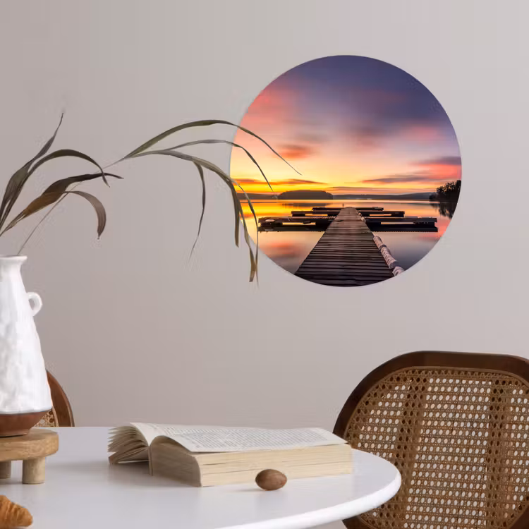 Behangcirkel - Steiger - Zonsondergang - Water - Zee - Reflectie — 4