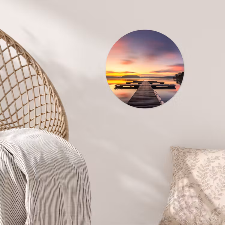 Behangcirkel - Steiger - Zonsondergang - Water - Zee - Reflectie — 5