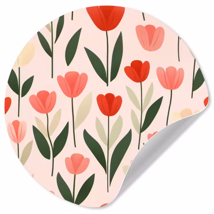 Behangcirkel - Tulpen - Modern - Roze — 1