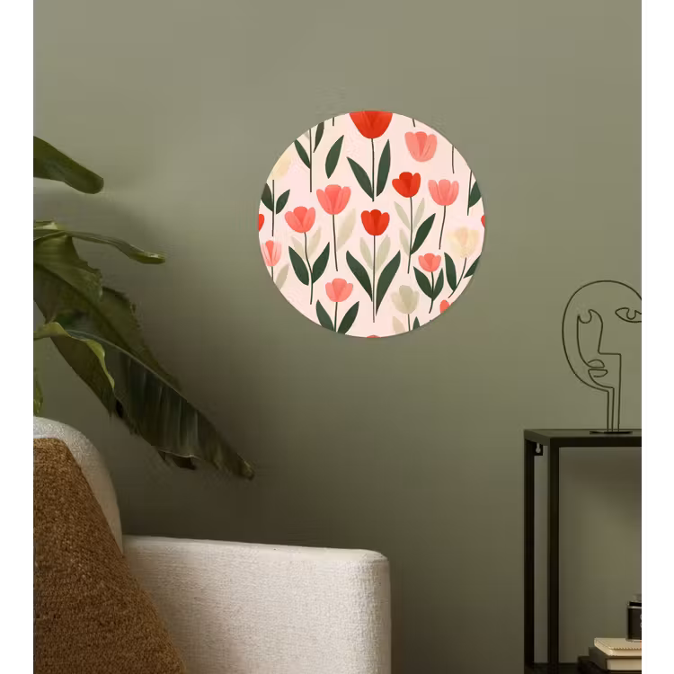 Behangcirkel - Tulpen - Modern - Roze — 3