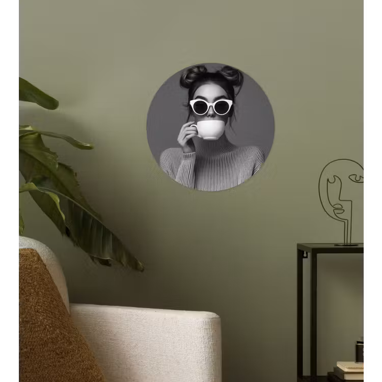Behangcirkel - Vrouw - Koffie - Zwart - Wit — 3