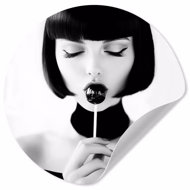Behangcirkel - Vrouw - Lolly - Zwart - Wit — 1