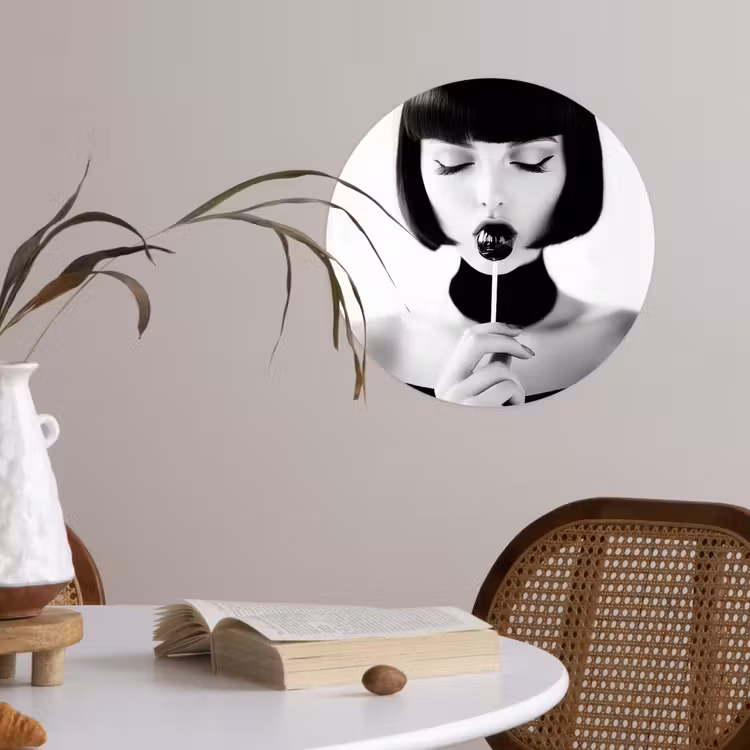 Behangcirkel - Vrouw - Lolly - Zwart - Wit — 4