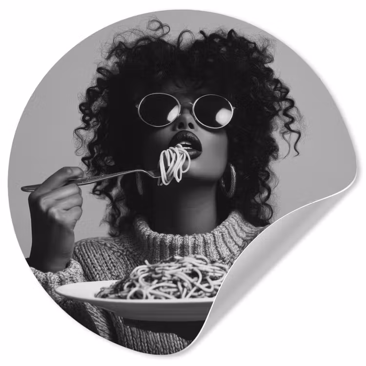 Behangcirkel - Vrouw - Pasta - Zwart - Wit — 1