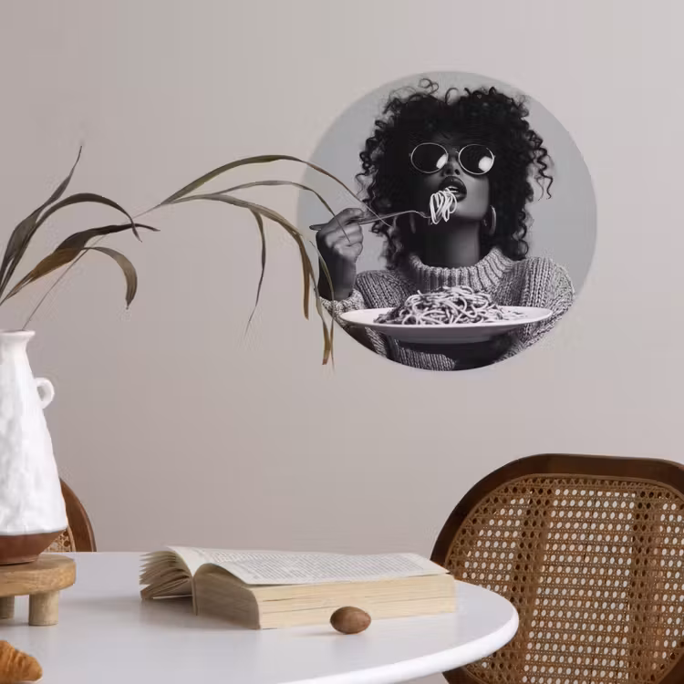 Behangcirkel - Vrouw - Pasta - Zwart - Wit — 4
