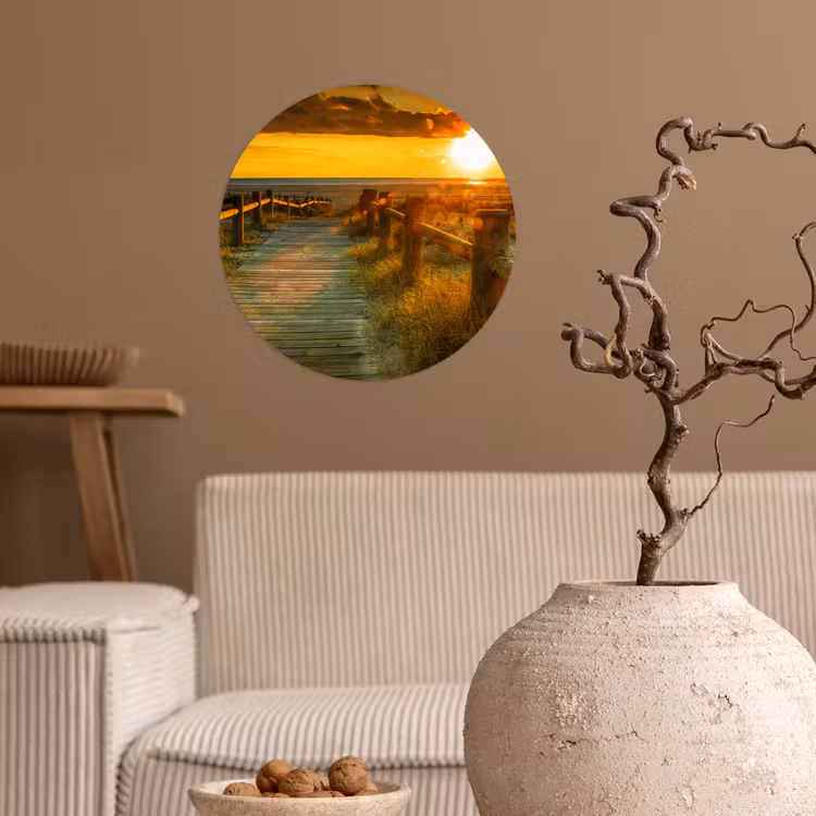 Behangcirkel - Zon - Strand - Duin - Horizon - Gras - Pad - Oranje — 2