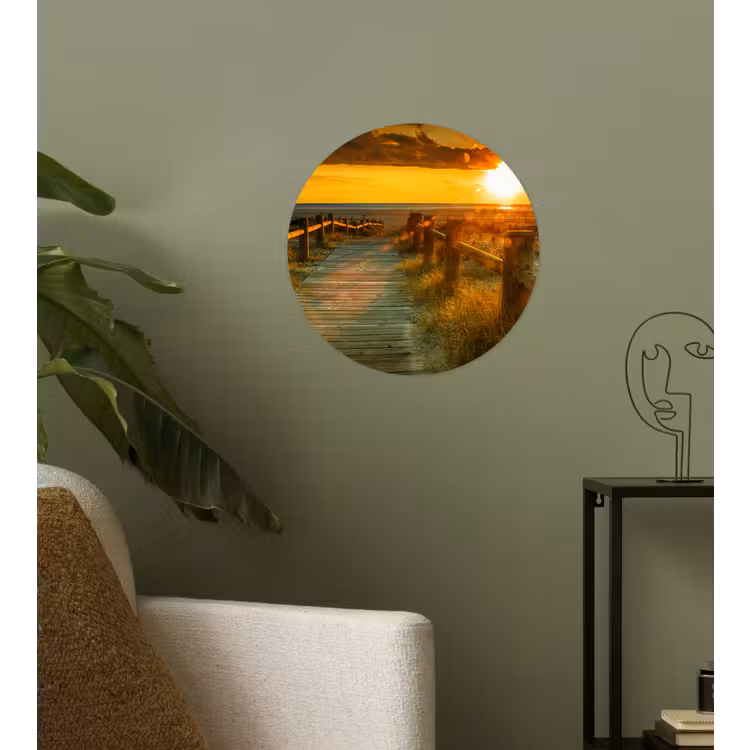 Behangcirkel - Zon - Strand - Duin - Horizon - Gras - Pad - Oranje — 3