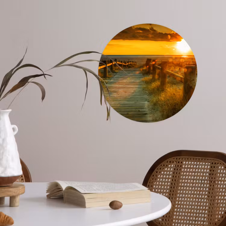 Behangcirkel - Zon - Strand - Duin - Horizon - Gras - Pad - Oranje — 4