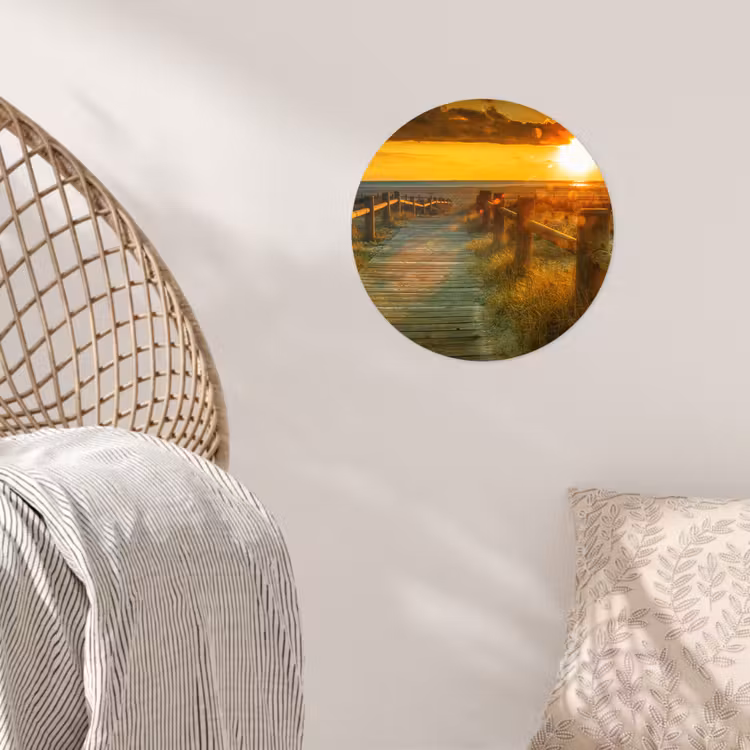 Behangcirkel - Zon - Strand - Duin - Horizon - Gras - Pad - Oranje — 5