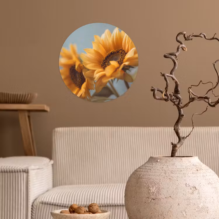Behangcirkel - Zonnebloemen - Geel - Wazig — 2