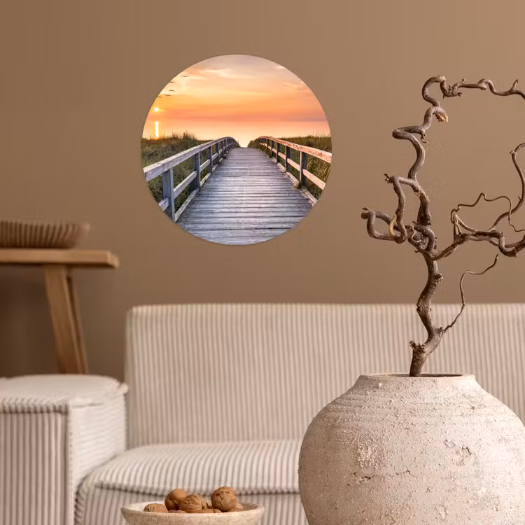Behangcirkel - Zonsonderang - Zee - Pad - Gras - Duin - Vogels — 2