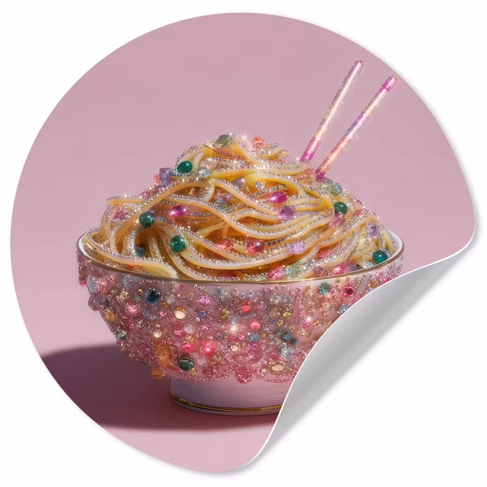 Behangcirkel - Noodles - Edelstenen - Stokjes - Roze — 1
