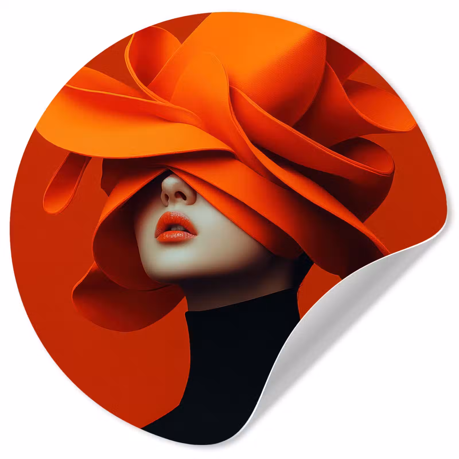 Behangcirkel - Oranje - Hoed - Vrouw — 1