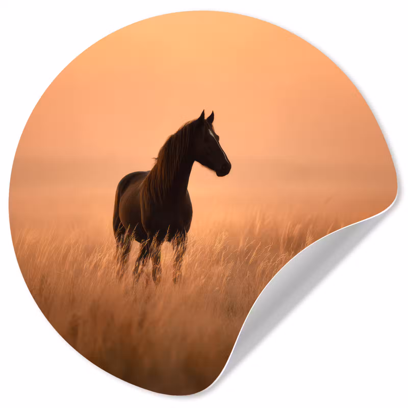 Behangcirkel - Paard - Grasveld - Zonsondergang — 1