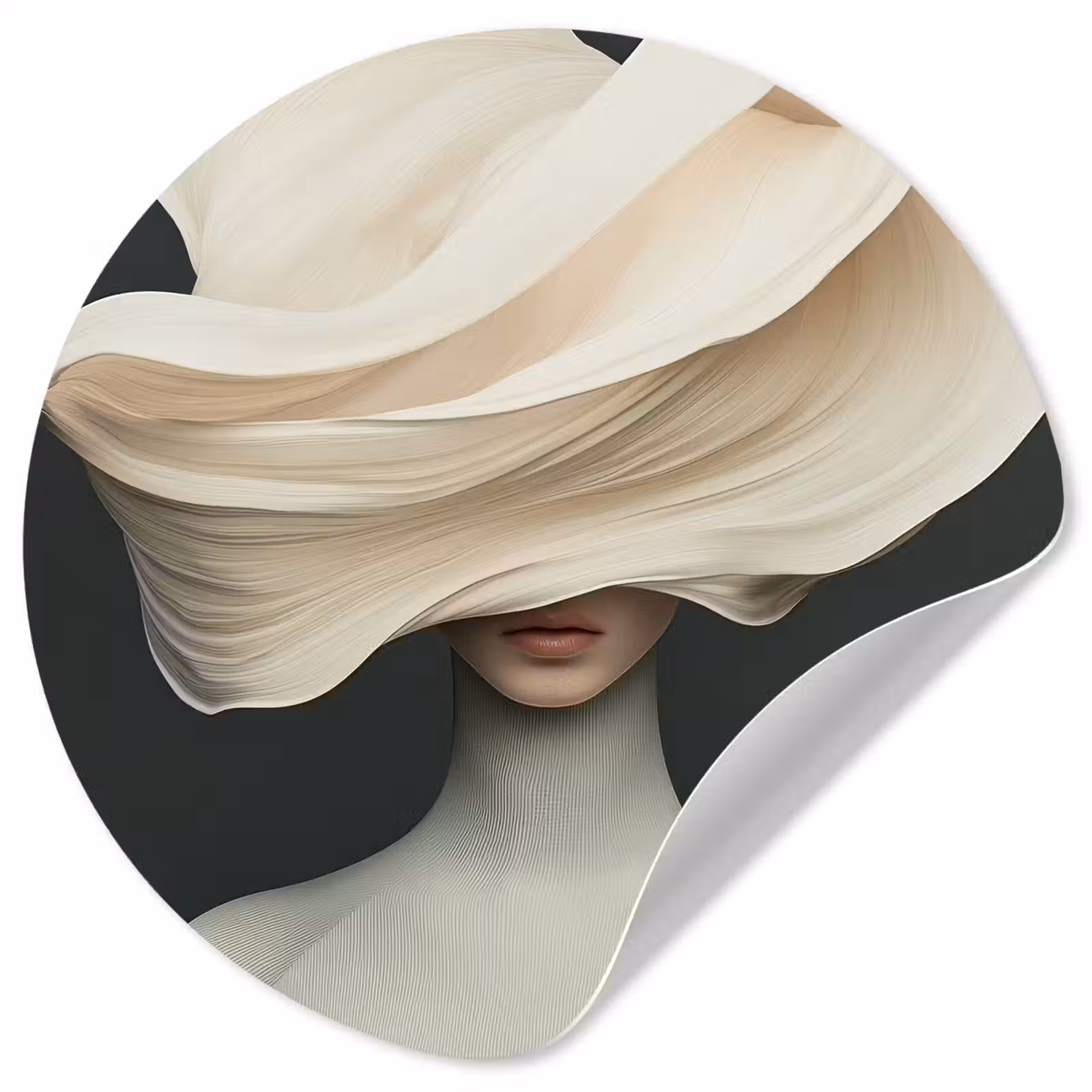 Behangcirkel - Vrouw - Beige - hoed — 1