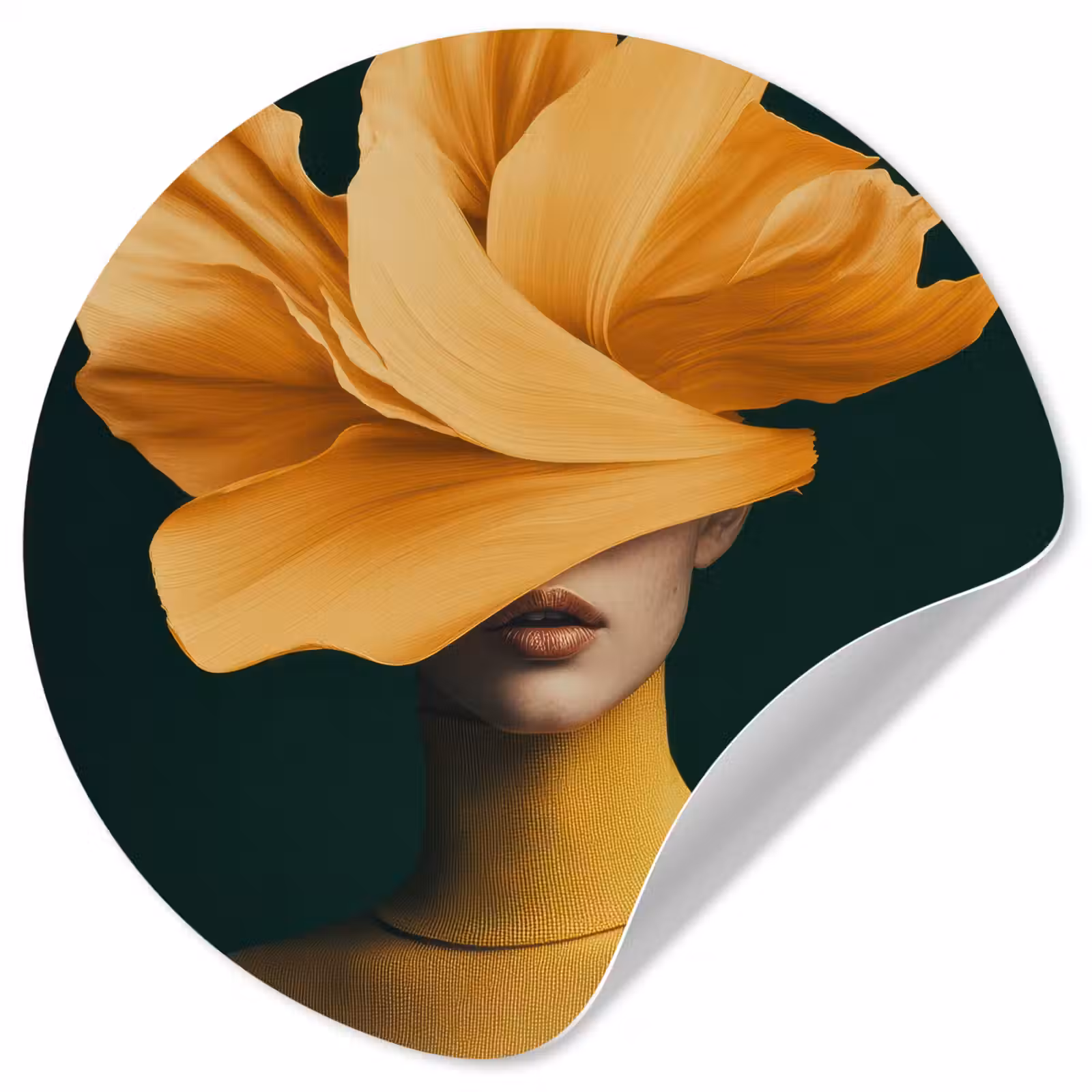 Behangcirkel - Vrouw - Hoed - Geel — 1