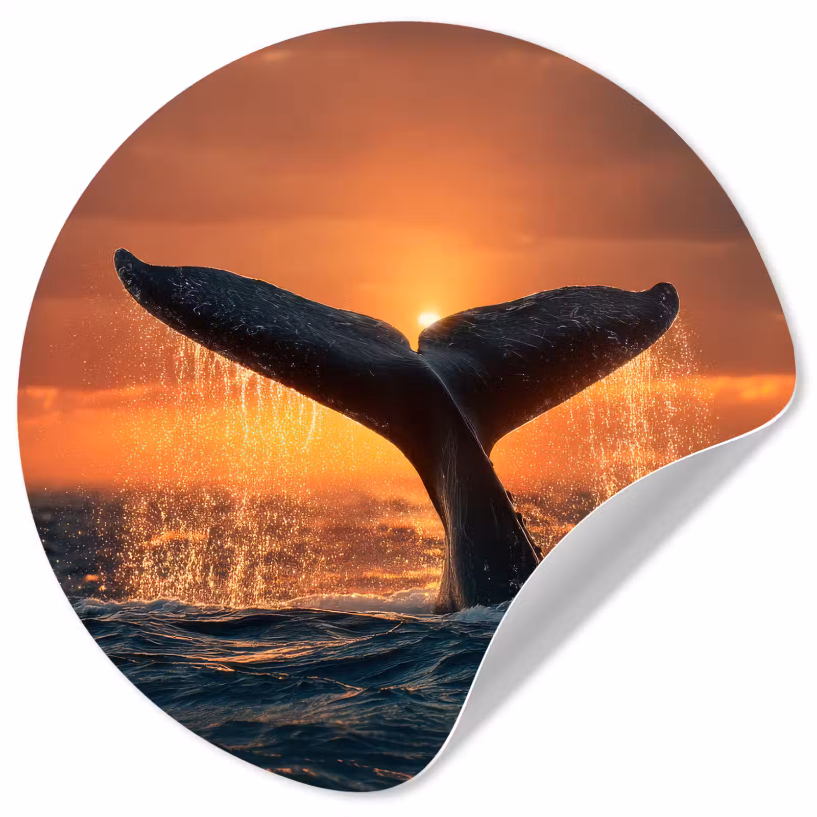 Behangcirkel - Walvis staart - Water - Zonsondergang — 1