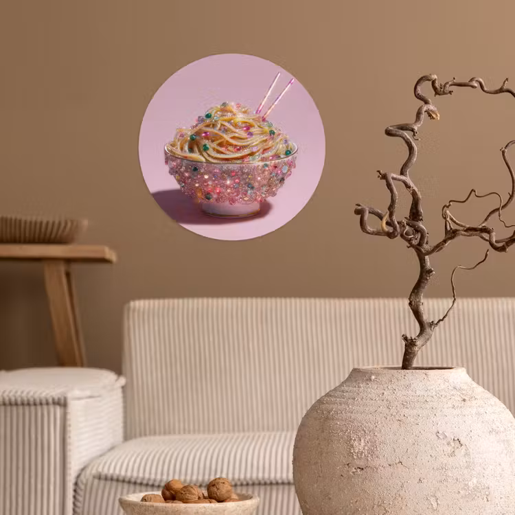 Behangcirkel - Noodles - Edelstenen - Stokjes - Roze — 2