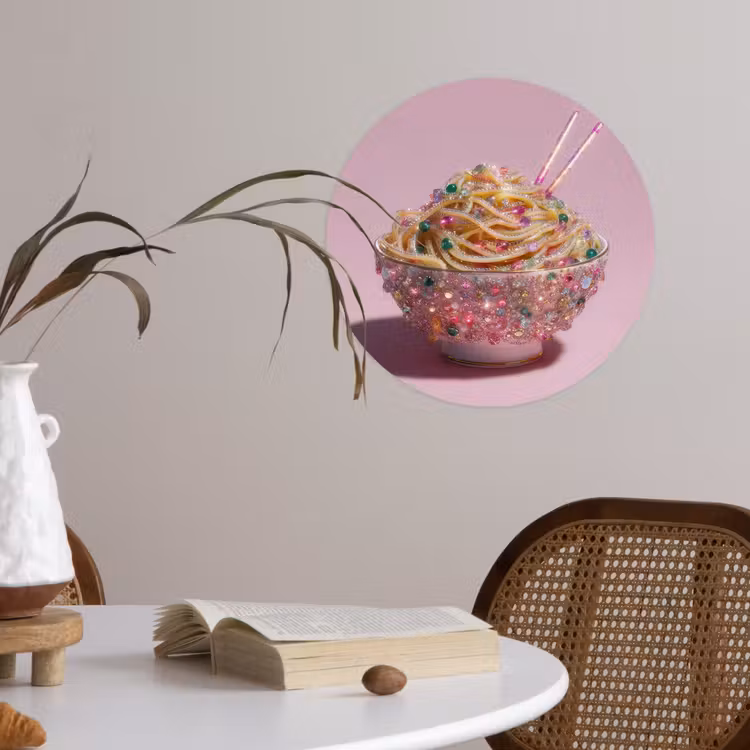 Behangcirkel - Noodles - Edelstenen - Stokjes - Roze — 4