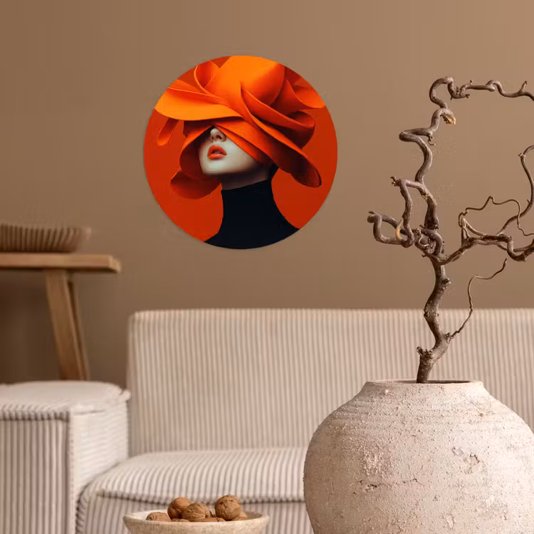 Behangcirkel - Oranje - Hoed - Vrouw — 2