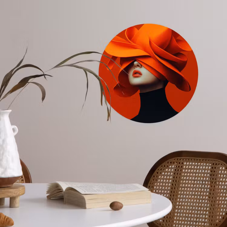 Behangcirkel - Oranje - Hoed - Vrouw — 4