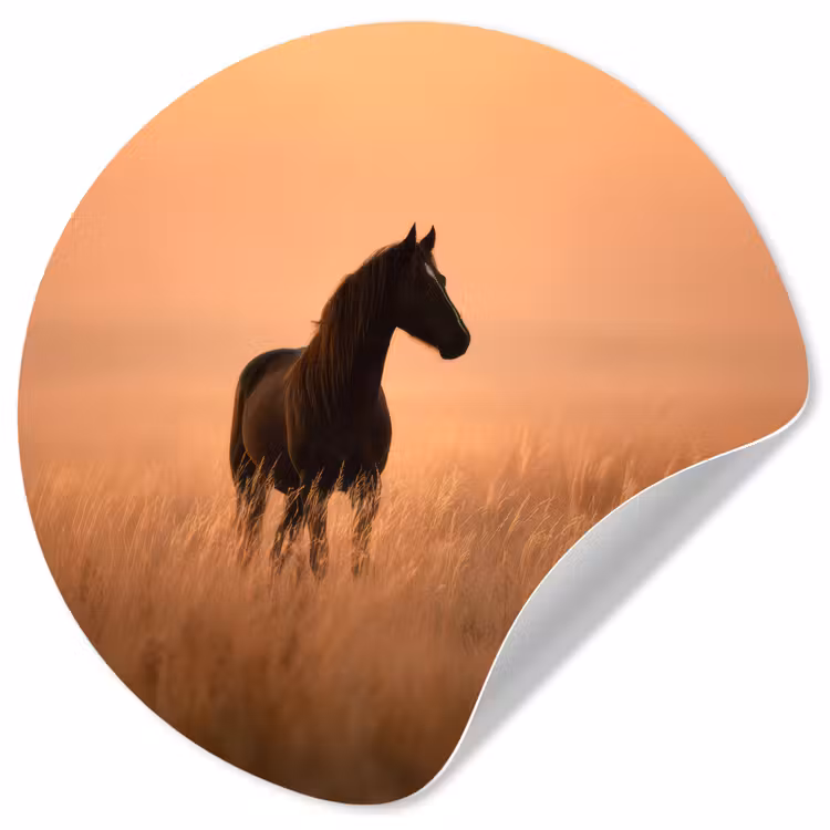 Behangcirkel - Paard - Grasveld - Zonsondergang — 1