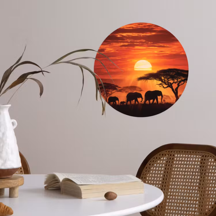Behangcirkel - Savanne - Olifanten - Zonsondergang — 4