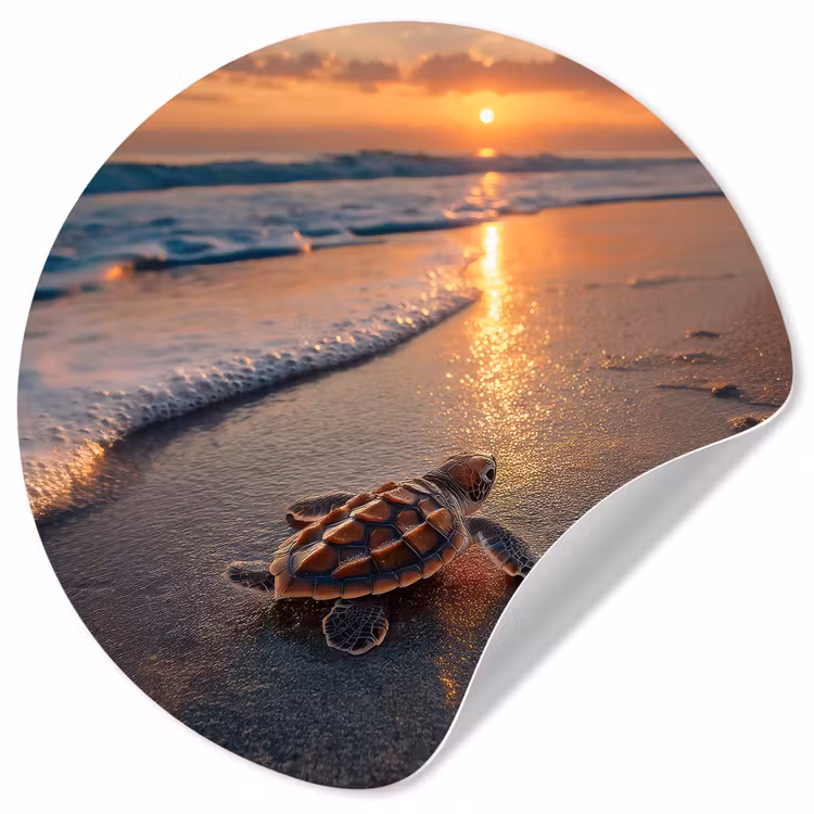 Behangcirkel - Schildpad - strand - Zonsondergang — 1