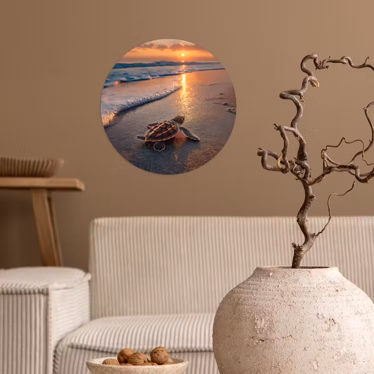 Behangcirkel - Schildpad - strand - Zonsondergang — 2