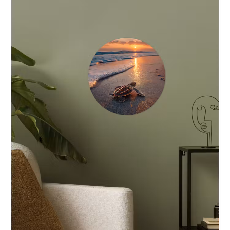 Behangcirkel - Schildpad - strand - Zonsondergang — 3