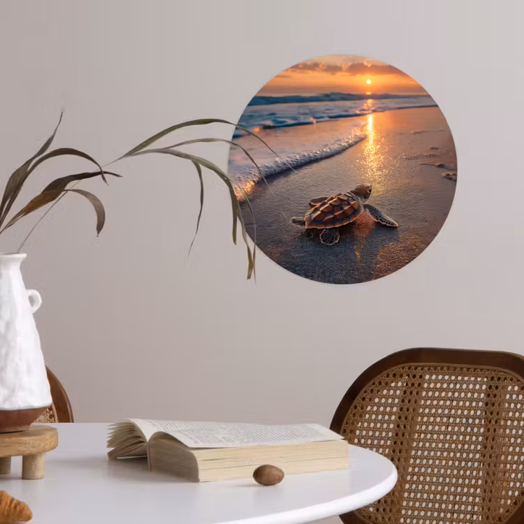 Behangcirkel - Schildpad - strand - Zonsondergang — 4