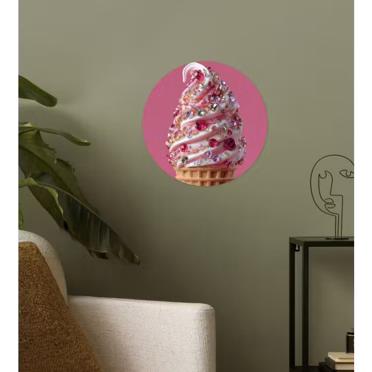 Behangcirkel - Softijs - Edelstenen - Roze - Hoorntje — 3