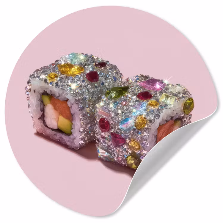 Behangcirkel - Sushi - Rolletjes - Steentjes - Kleurrijk — 1