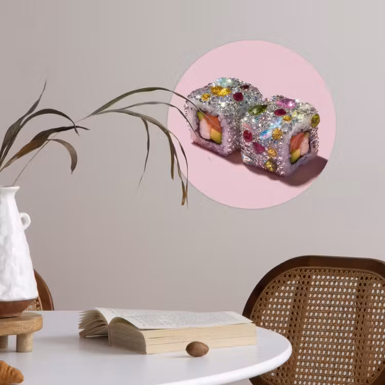 Behangcirkel - Sushi - Rolletjes - Steentjes - Kleurrijk — 4